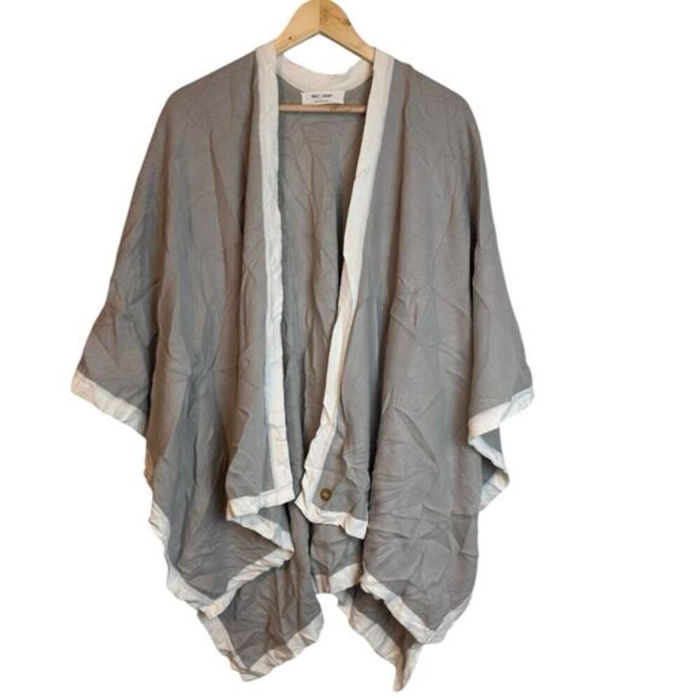 Mer Sea Sport Travel Wrap Shawl Gray & Ivory Contrast Trim One Size